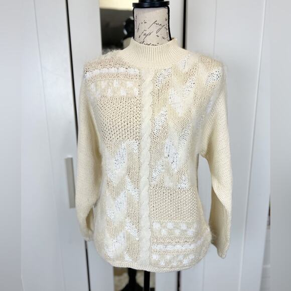 Talbots Vintage Mohair Wool Blend Mock Turtleneck Knit Sweater Size Small - Picture 1 of 6